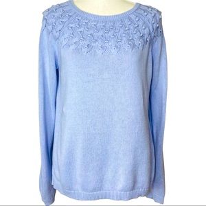 Talbots Petites Periwinkle Blue Cable Knit Lightweight Sweater Size MP